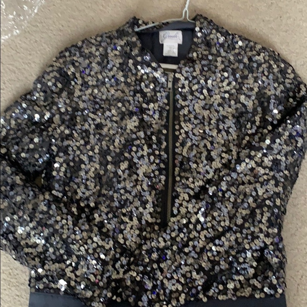 Sequinned bomber jacket